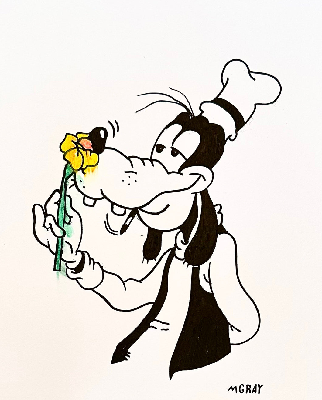 Goofy with flower