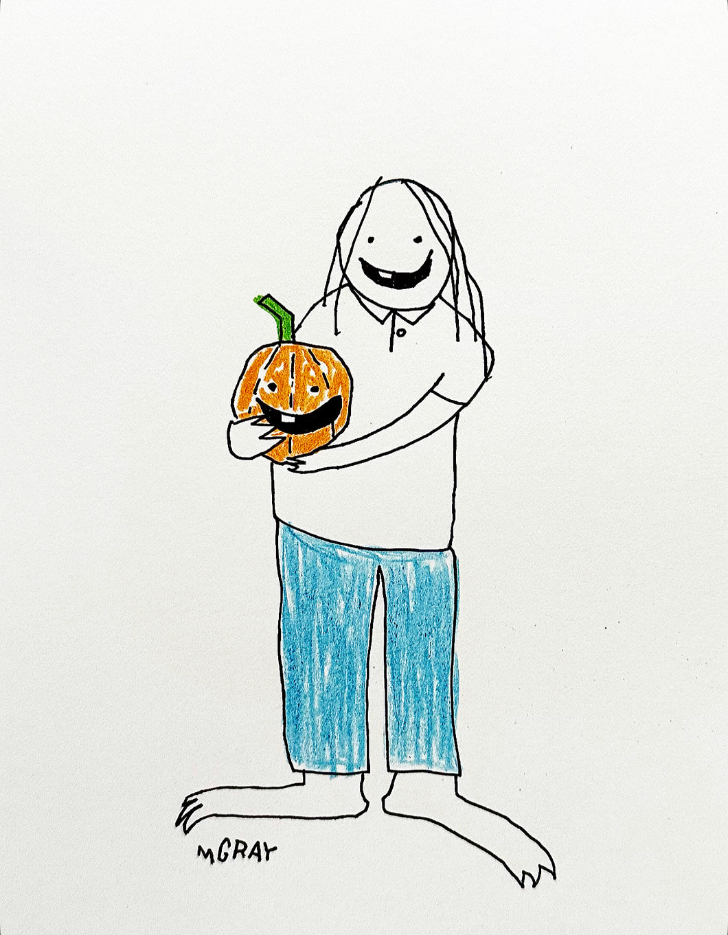 Man with Jack-O-Lantern